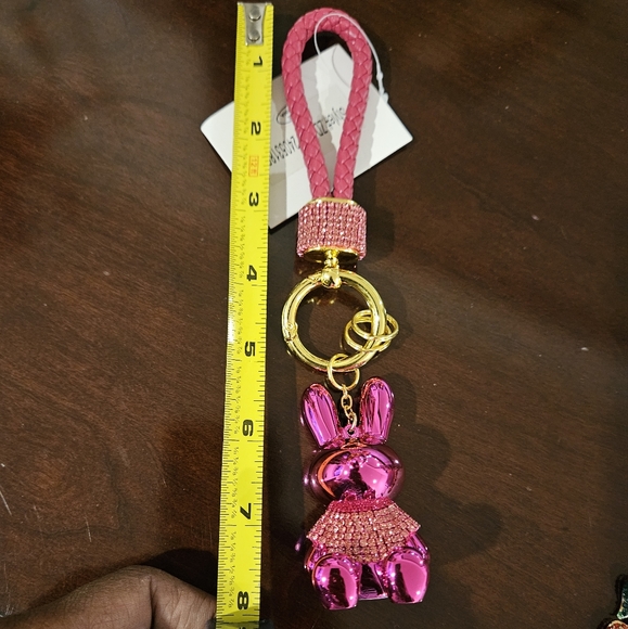 Rhinestone Pink Bunny Key Chain/Handbag Charm - Picture 5 of 9